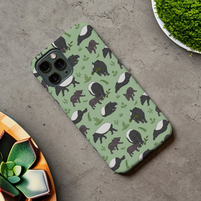 Tapir Family Dinner in Green Case-Mate iPhone Case (Creator Uploaded)