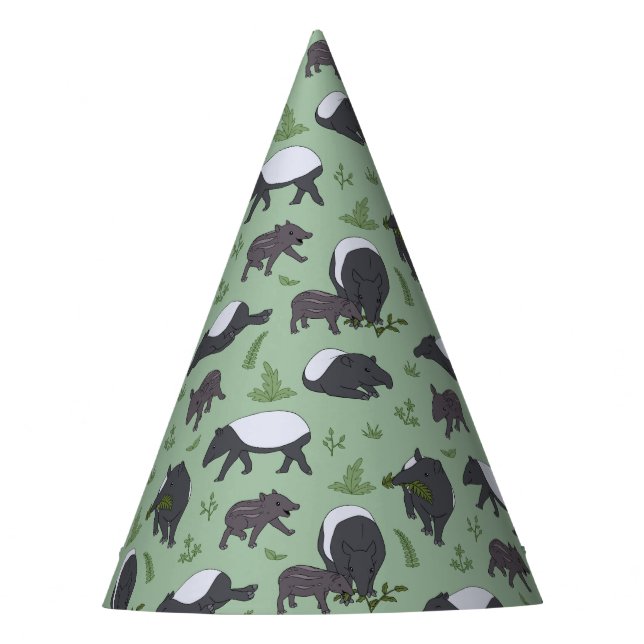 Tapir Family Dinner in Green Party Hat (Front)