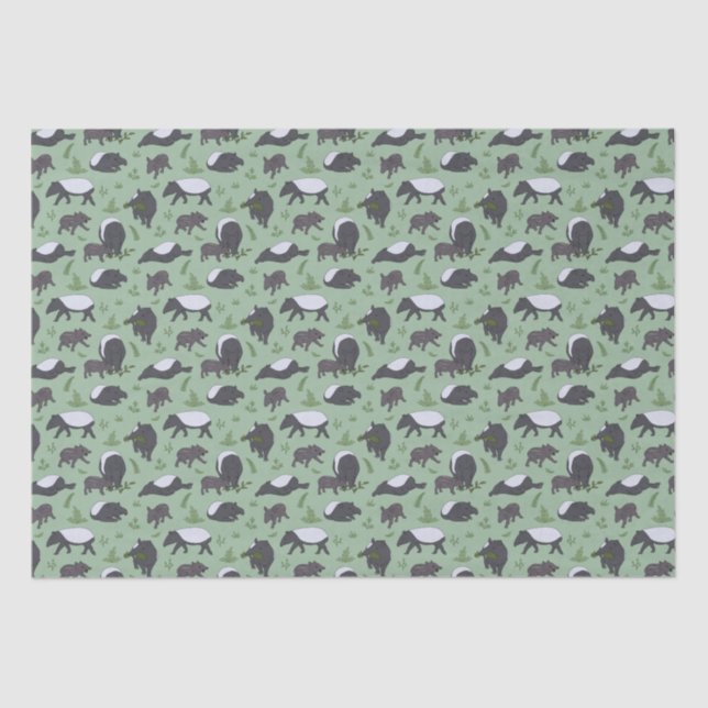 Tapir Family Dinner in Green Tissue Paper (Front)
