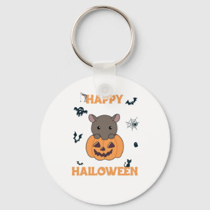 Tapir In Pumpkin Cute Tapire Happy Halloween Key Ring