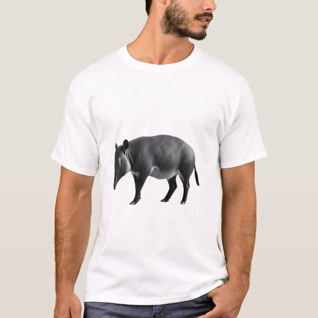 Tapir Love - Black & White Wildlife Art T-Shirt (Front)