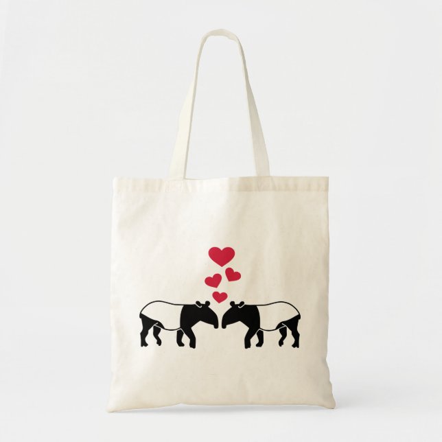Tapir red hearts love tote bag (Front)