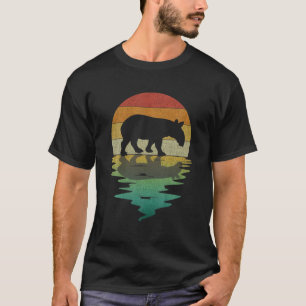 Tapir Silhouette Sunset Retro Vintage 70S Nature L T-Shirt