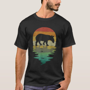 Tapir Silhouette Sunset Retro Vintage 70s Nature T-Shirt