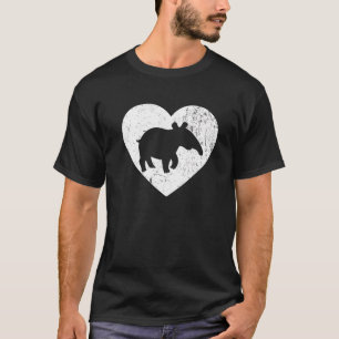 Tapir Vintage White Heart Animal Valentines Day T-Shirt