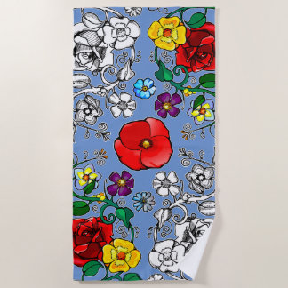 Tapis de fleurs au coquelicot beach towel
