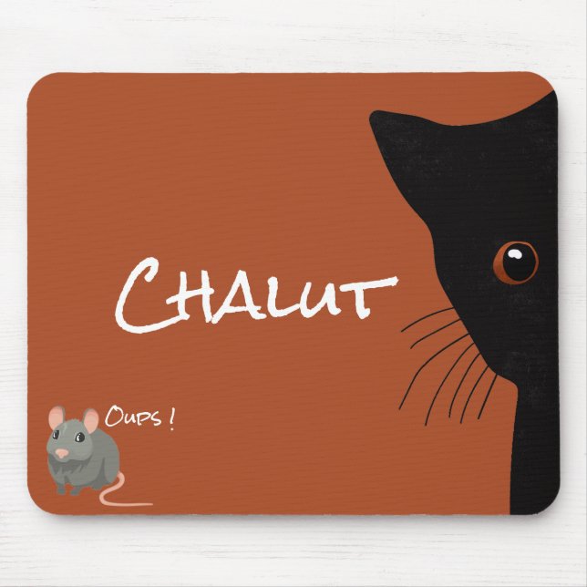 Tapis De Souris chat noir et souris Mouse Mat (Front)