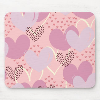  Tapis de souris cœurs rose bonbon, rouge, beige Mouse Mat