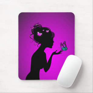 Tapis De Souris La femme papillons violets Mouse Mat