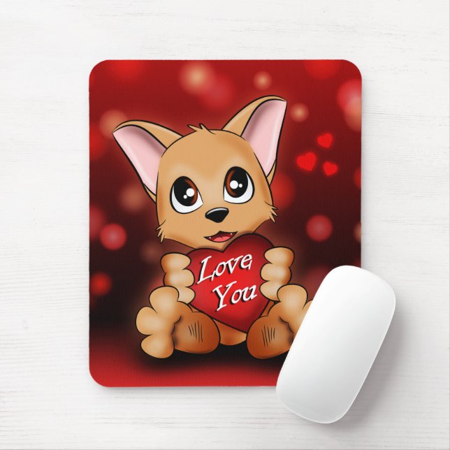Tapis De Souris Le chiot t'aime Mouse Mat (With Mouse)