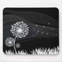 Tapis De Souris Pissenlit noir et blanc