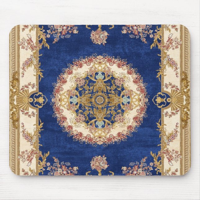 Tapis De Yoga motif bleu et doré Mouse Mat (Front)