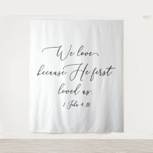 Tapiz Black text white wedding backdrop Tapestry