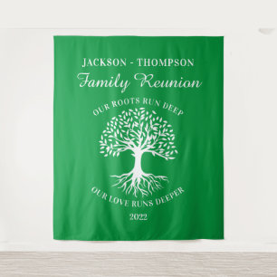 Tapiz Family reunion tree backdrop banner green Tapestry