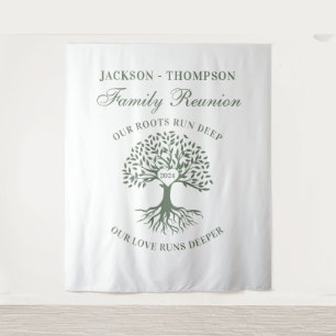 Tapiz Family reunion tree backdrop banner green Tapestry
