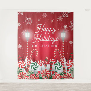 Tapiz Happy Holidays christmas banner backdrop Tapestry