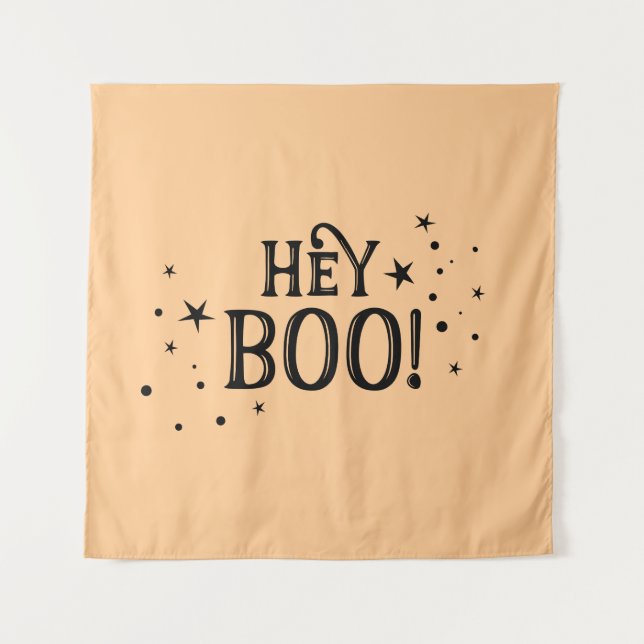 Tapiz Hey Boo! Halloween Backdrop party banner  Tapestry (Front)