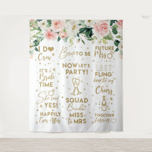 Tapiz She said yes Floral Blush Bridal Banner Tapestry