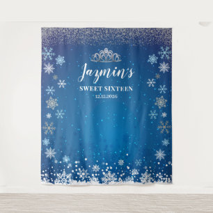 Tapiz Snow Princess Winter Sweet 16 Backdrop Tapestry