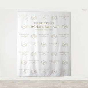 Tapiz Step and repeat backdrop wedding elegant mon Tapestry