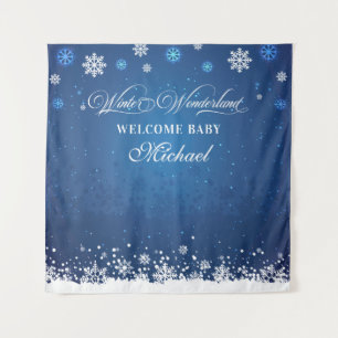 Tapiz Winter Baby Shower Welcome Baby banner backd Tapestry