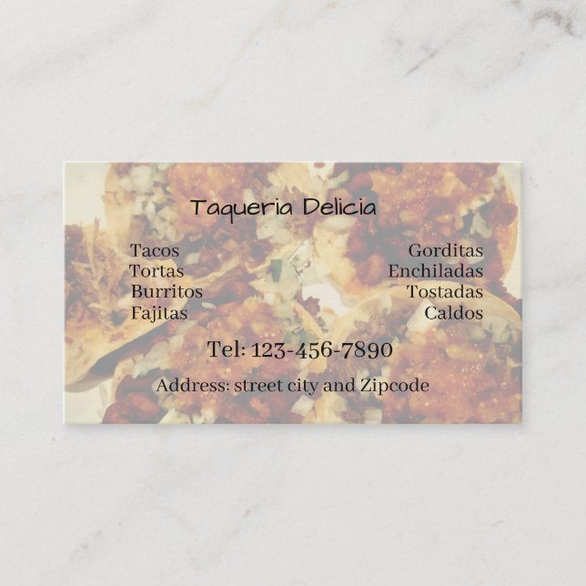 taqueria / restaurant editable card  (Front)