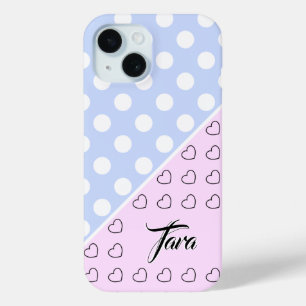 Tara - Name Template - Light Blue And Pastel Pink iPhone 15 Case