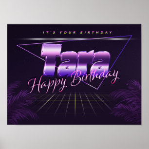 Tara Name Vorname lila retro Poster Geburtstag