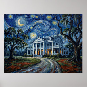 Tara Plantation Gone with the Wind Starry Night Poster