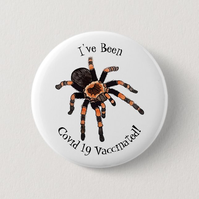 Tarantula cartoon illustration 6 cm round badge (Front)
