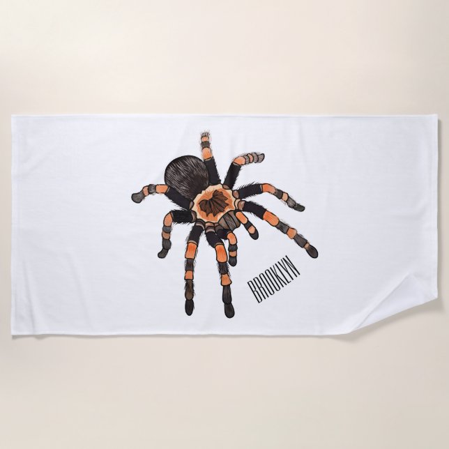 Tarantula cartoon illustration beach towel (Front)