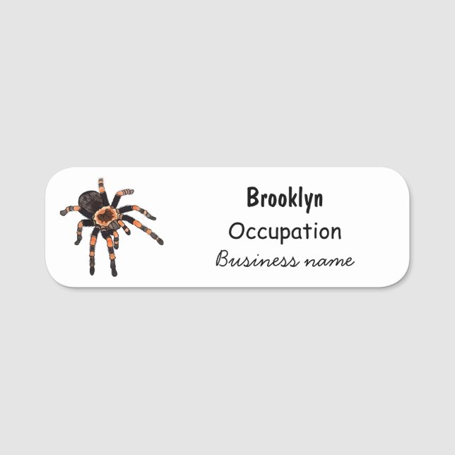Tarantula cartoon illustration name tag (Front)