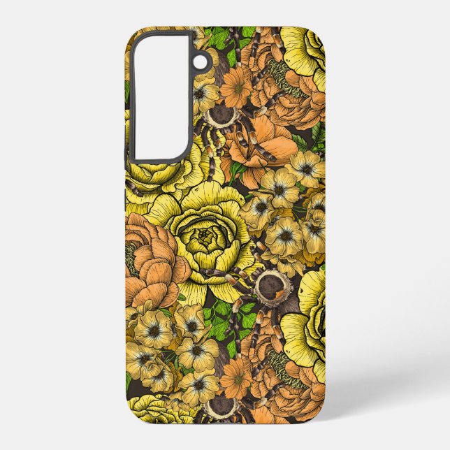 Tarantula garden, yellow and orange samsung galaxy s22+ case (Back)