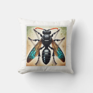 Tarantula Hawk Wasp 060924IREF217 - Watercolor Cushion