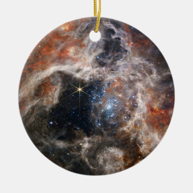 Tarantula Nebula Image from JWST Ceramic Tree Decoration (Front)