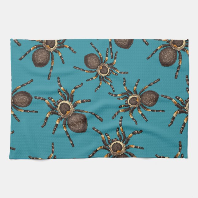 Tarantula on blue tea towel (Horizontal)