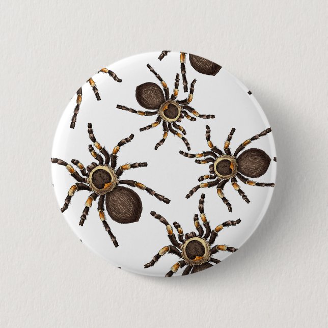 Tarantula on white 6 cm round badge (Front)