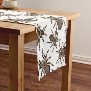 Tarantula on white short table runner