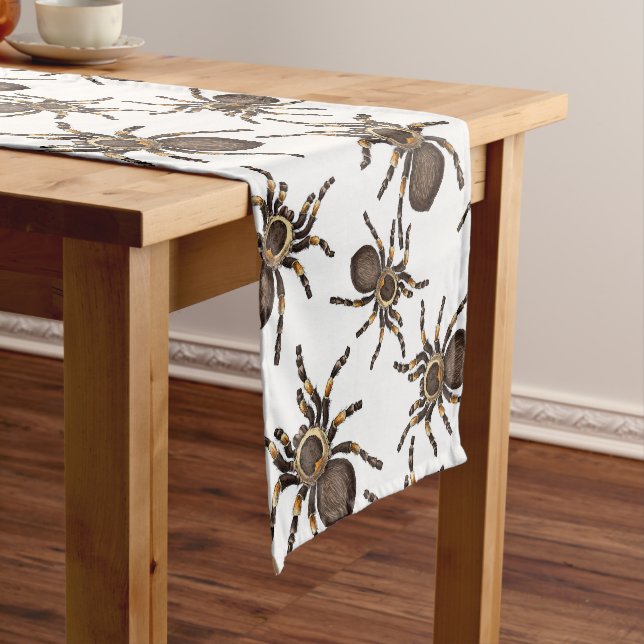 Tarantula on white short table runner (In Situ)