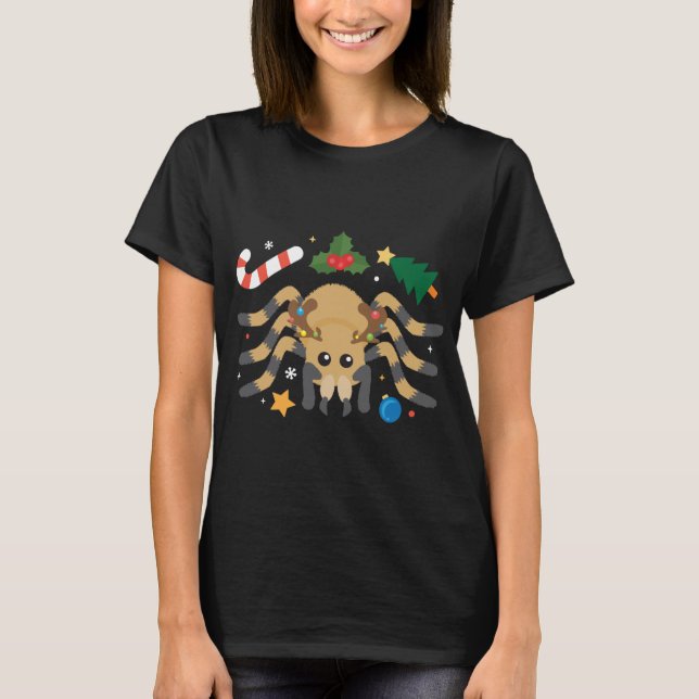 Tarantula Reindeer Funny Cute Spider Owner Christm T-Shirt (Front)