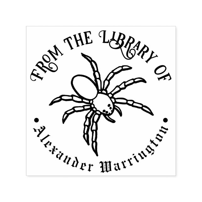 Tarantula Spider Goth Library Book Name Self-inking Stamp (Design)