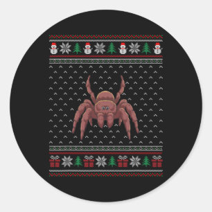Tarantula Wearing Santa Hat Ugly Xmas Tarantula Lo Classic Round Sticker
