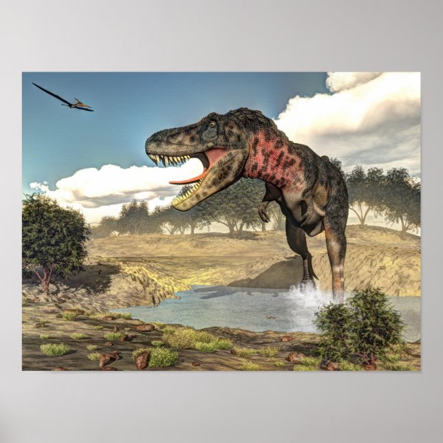 Tarbosaurus dinosaur - 3D render Poster (Front)