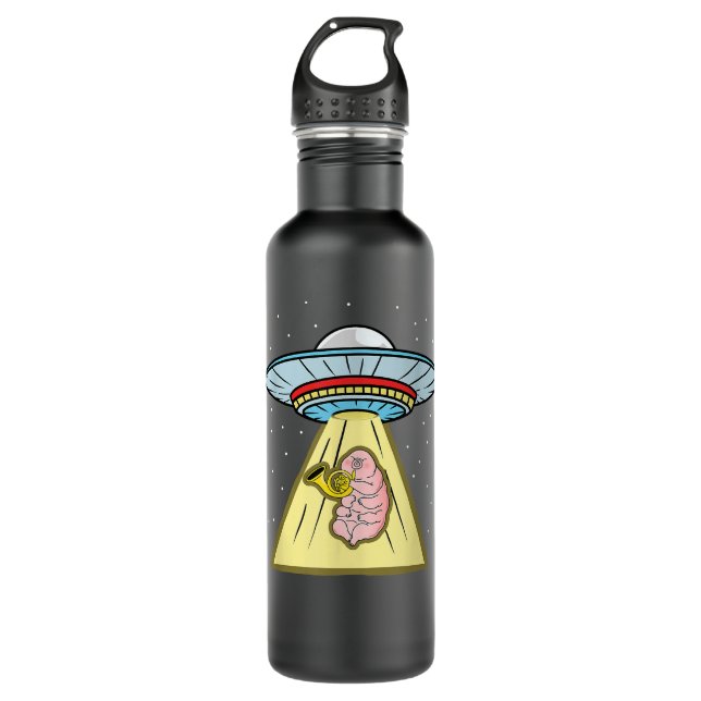 Tardigrade Playing French Horn Ufo Abduction3 710 Ml Water Bottle (Front)