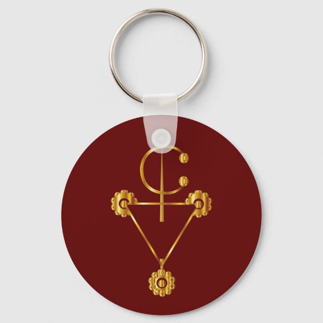 Tarditional Tazerzit Amazigh on Royal Red Bg Key Ring (Front)