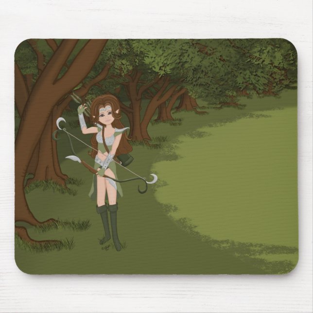 Taren the Archer Warrior Elf Girl Mouse Mat (Front)