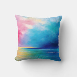 “Tarfarran” Pink and Blue Landscape Seascape Cushion