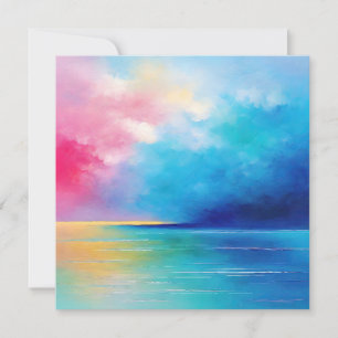“Tarfarran” Pink and Blue Landscape Seascape Holiday Card
