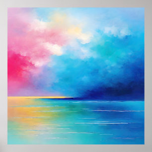 “Tarfarran”  Pink and Blue Landscape Seascape Poster