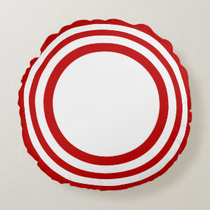 Target Bullseye, Red-White Round Pillow